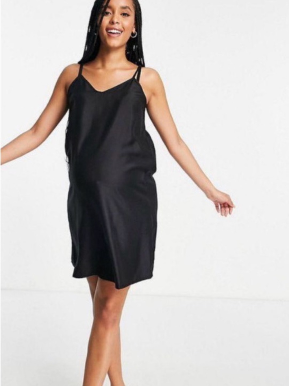 Asos Design Maternity Women’s Black Slip Dress w/ Adjust Straps, Size 12, NWOT
